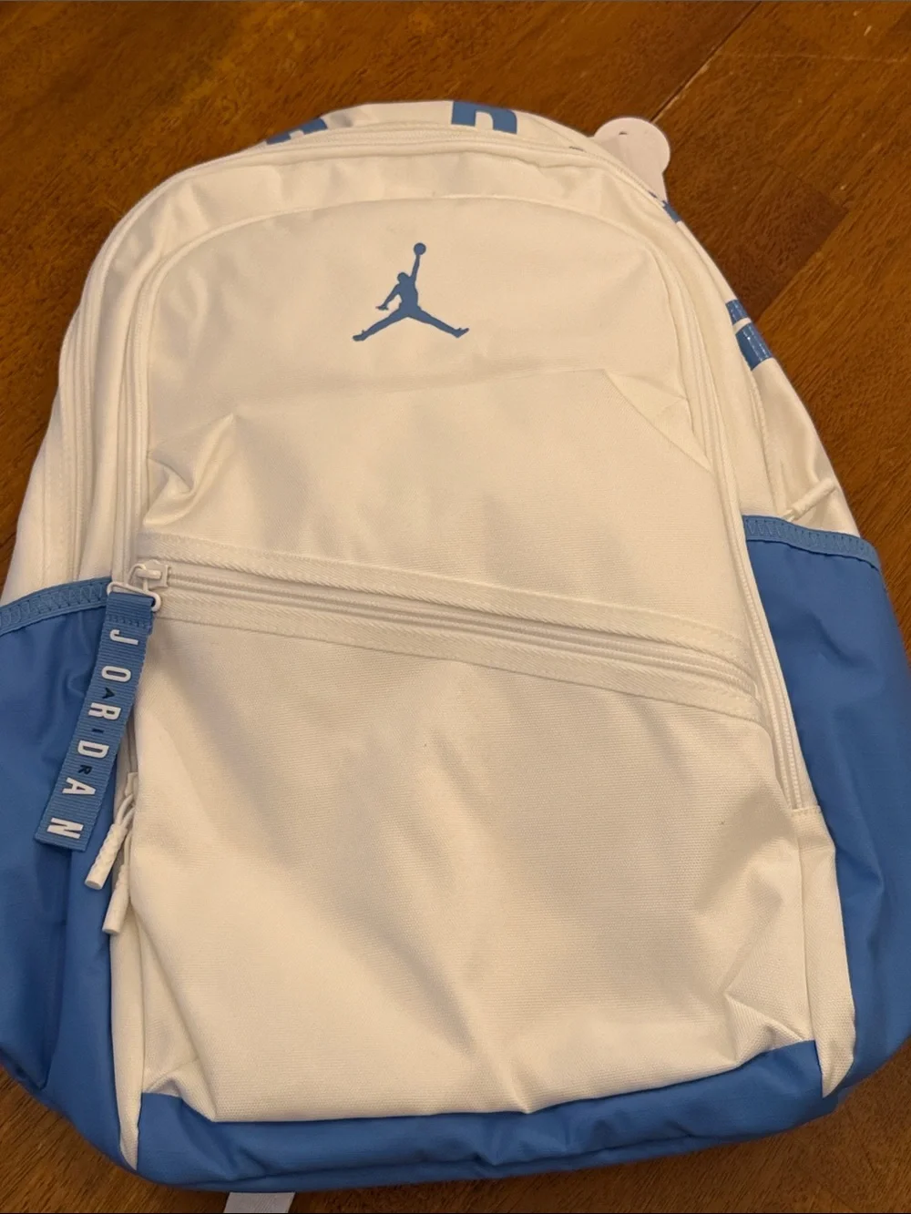 Jordan White and Light Blue Backpack